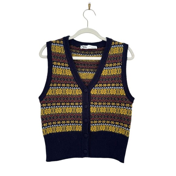 Zara Wool Knit Jacquard Vest - Picture 6 of 10